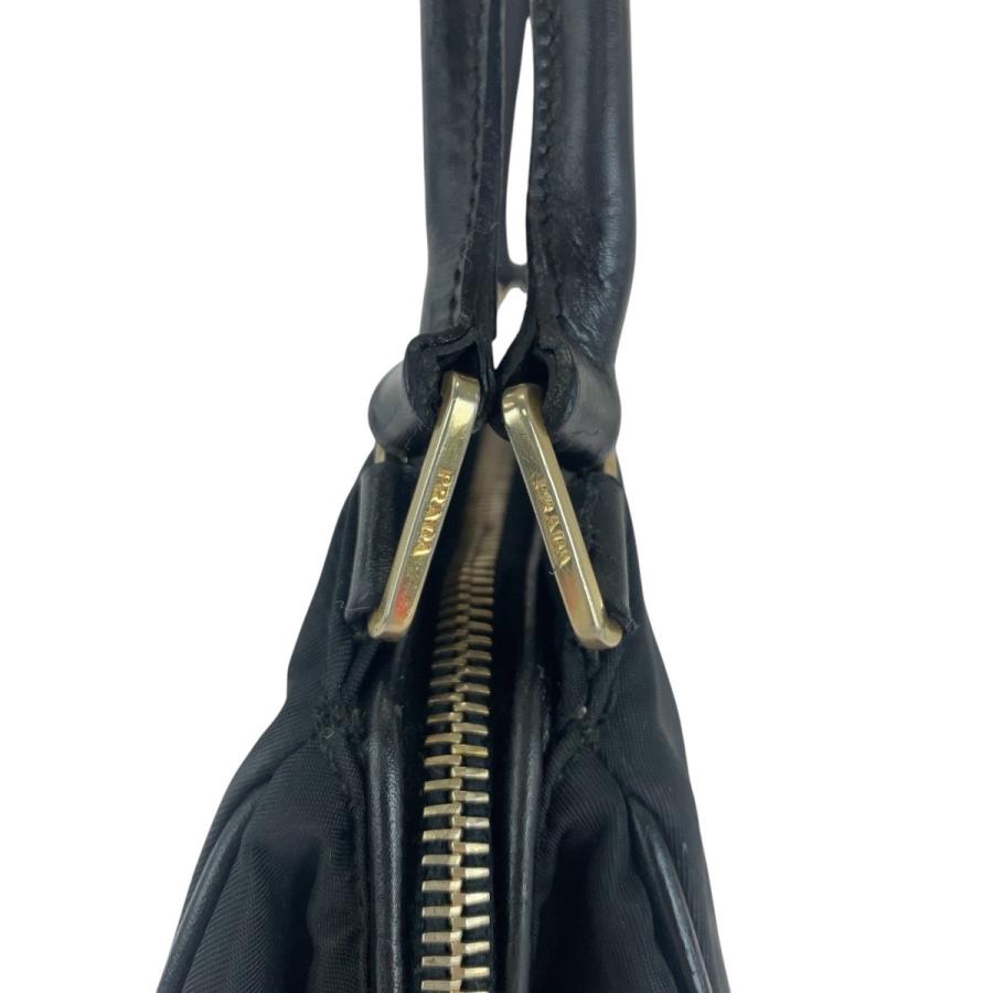 PRADA 美品 プラダ テスート 三角ロゴプレート ブラック 黒 ゴールド 