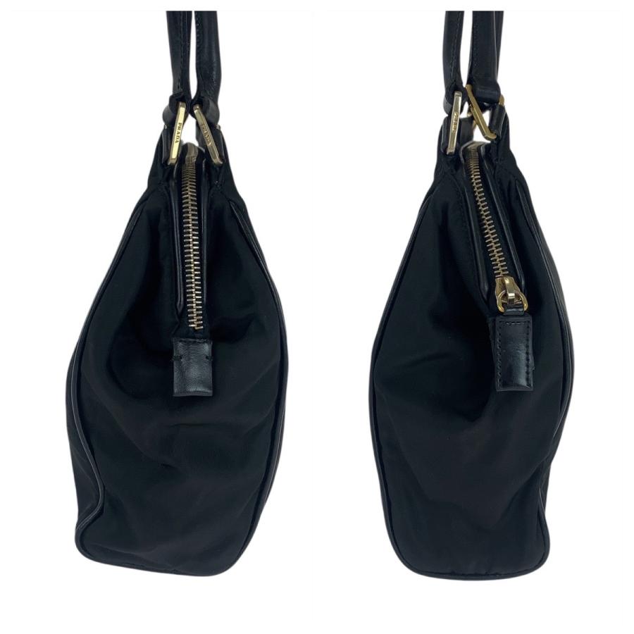 美品 PRADA テスート ナイロン×レザー ゴールド 三角プレート