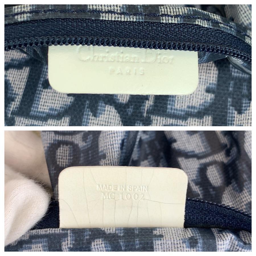 美品 Dior ディオール トロッター ネイビー ホワイト ナイロン MC1002