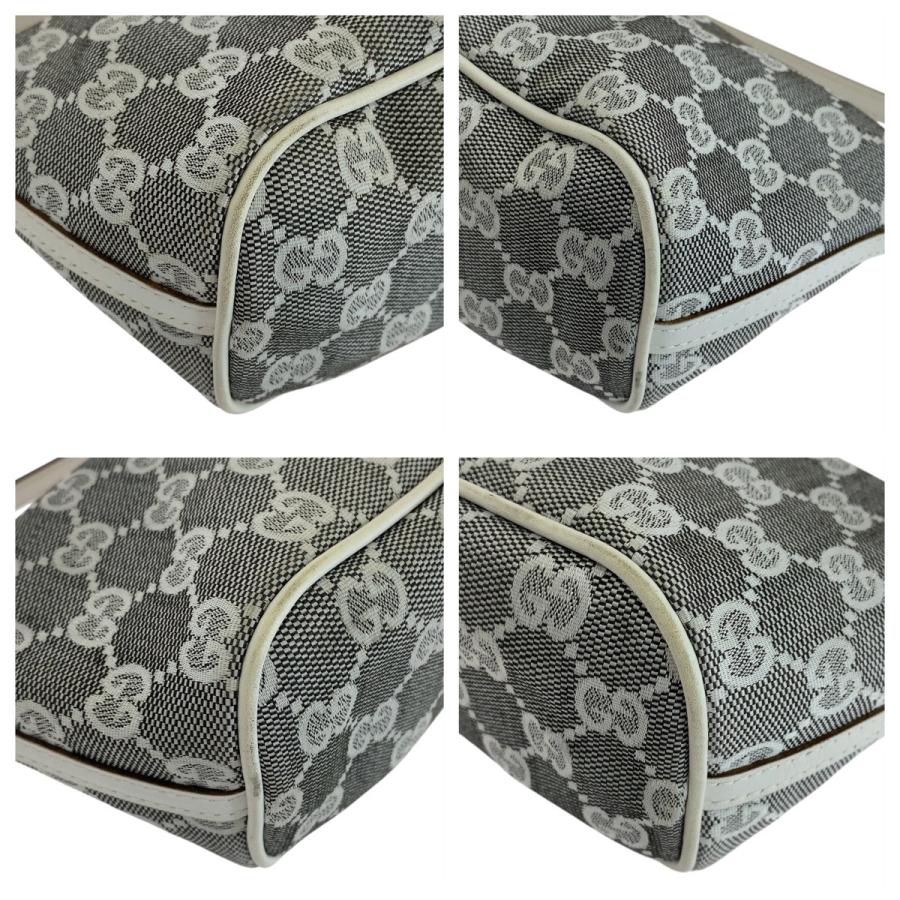 GUCCI（グッチ） 美品 グレー ホワイト シルバー金具 GGキャンバス