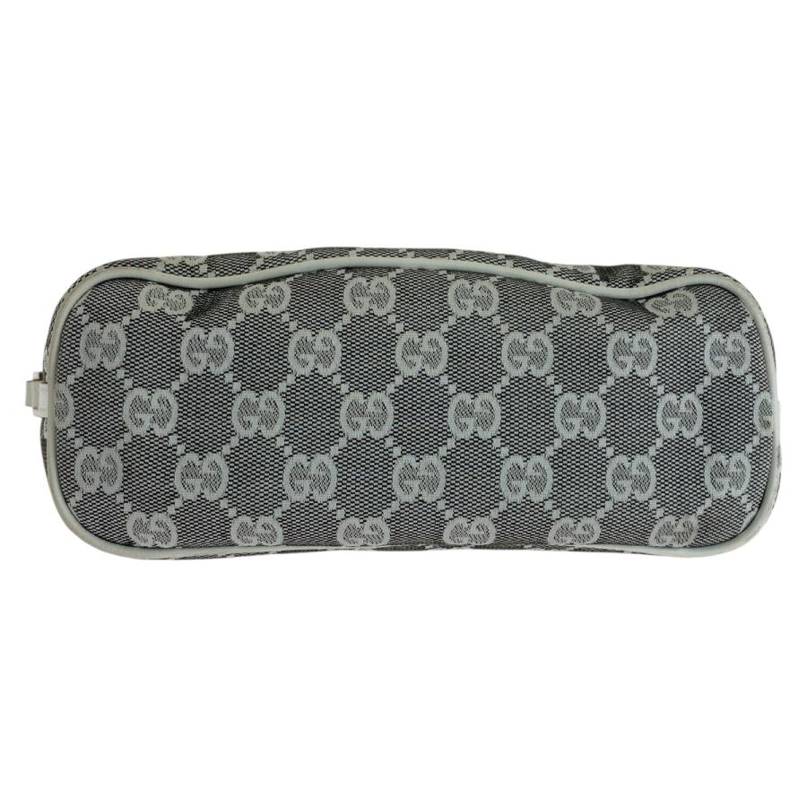 美品 GUCCI グッチ アクセサリーポーチ GGキャンバス レザー グレー