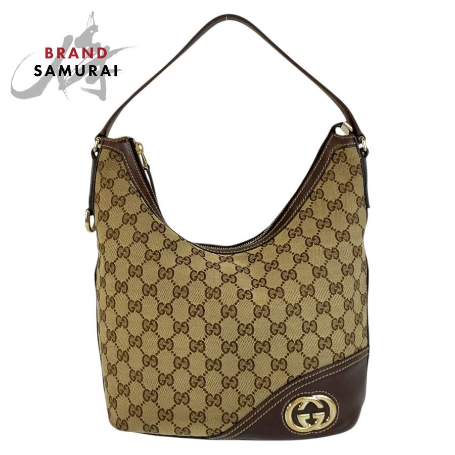 GUCCI（グッチ） 美品 インターロッキング ベージュ ブラウン ゴールド