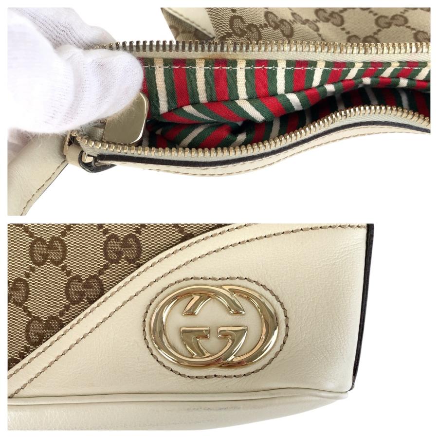 GUCCI（グッチ） 美品 インターロッキング ホワイト ブラウン ゴールド