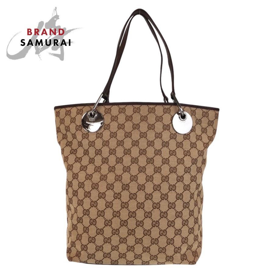 GUCCI（グッチ） 美品 ベージュ ブラウン GGキャンバス/レザー 120336