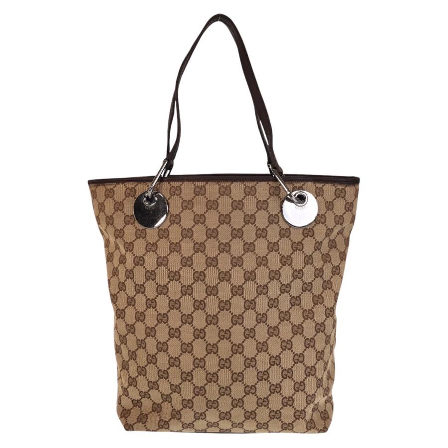 GUCCI（グッチ） 美品 ベージュ ブラウン GGキャンバス/レザー 120336