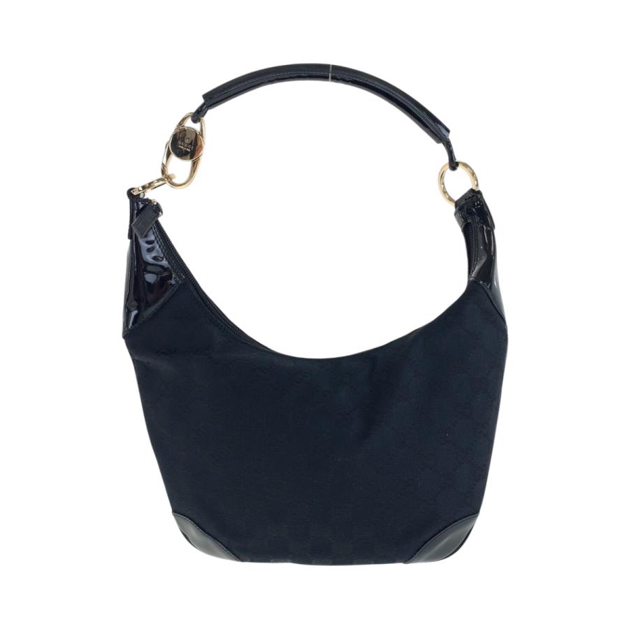 GUCCI 美品 グッチ ブラック 黒 ゴールド金具 GGキャンバス/エナメル 
