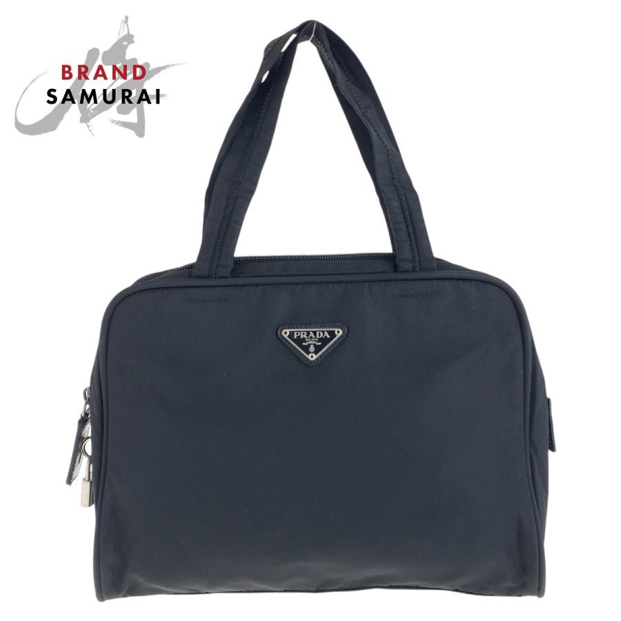 PRADA プラダ テスート 三角ロゴプレート ブラック 黒 シルバー金具 ナイロン トートバッグ ハンドバッグ レディース 500351 | PRADA