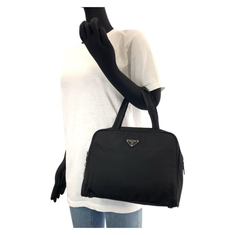 PRADA プラダ テスート 三角ロゴプレート ブラック 黒 シルバー金具 ナイロン トートバッグ ハンドバッグ レディース 500351 | PRADA | 06