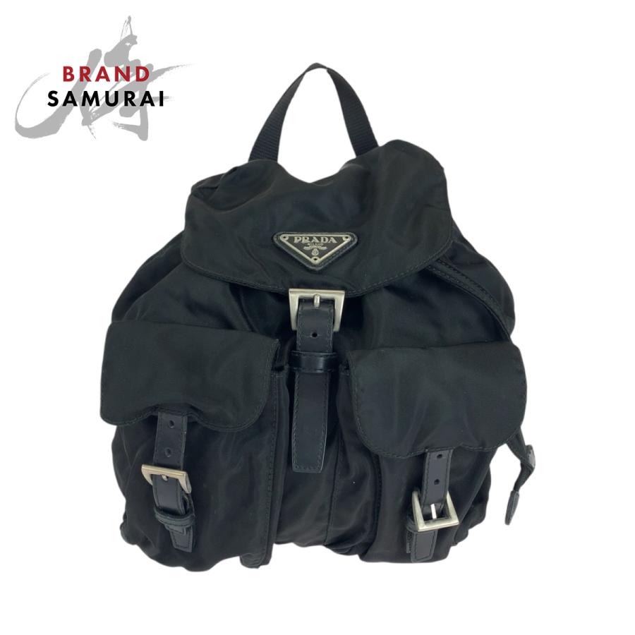 【超美品・使用感少ない✨】プラダ リュック テスートナイロン 三角プレート 黒 PRADA（プラダ） 美品 テスート 三角ロゴプレート ブラック 黒