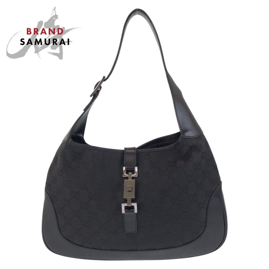 【美品】GUCCI ボディバッグ GG キャンバス レザー ジャッキー ブラック GUCCI（グッチ） 美品 ジャッキー ブラック 黒 GGキャンバス/レザー