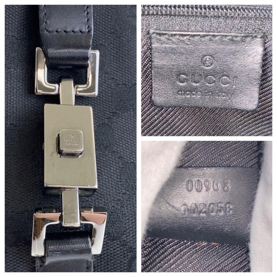 GUCCI 美品 グッチ ジャッキー ブラック 黒 GGキャンバス/レザー 00963