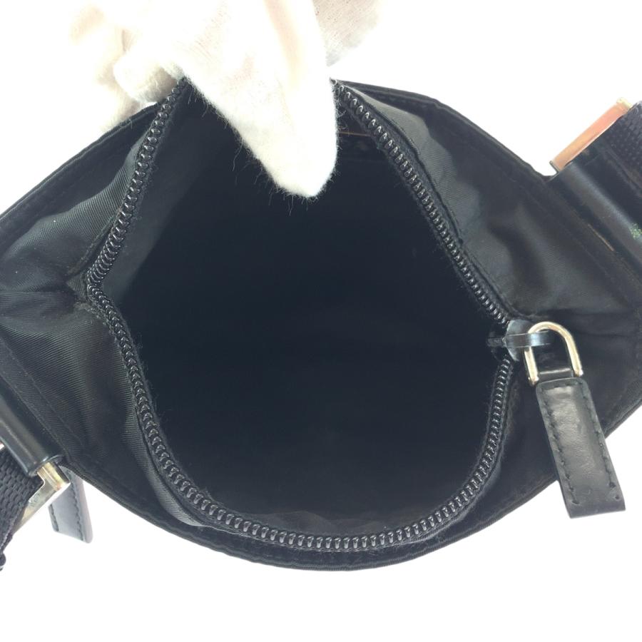 PRADA 美品 プラダ テスート 三角ロゴプレート ブラック シルバー金具  