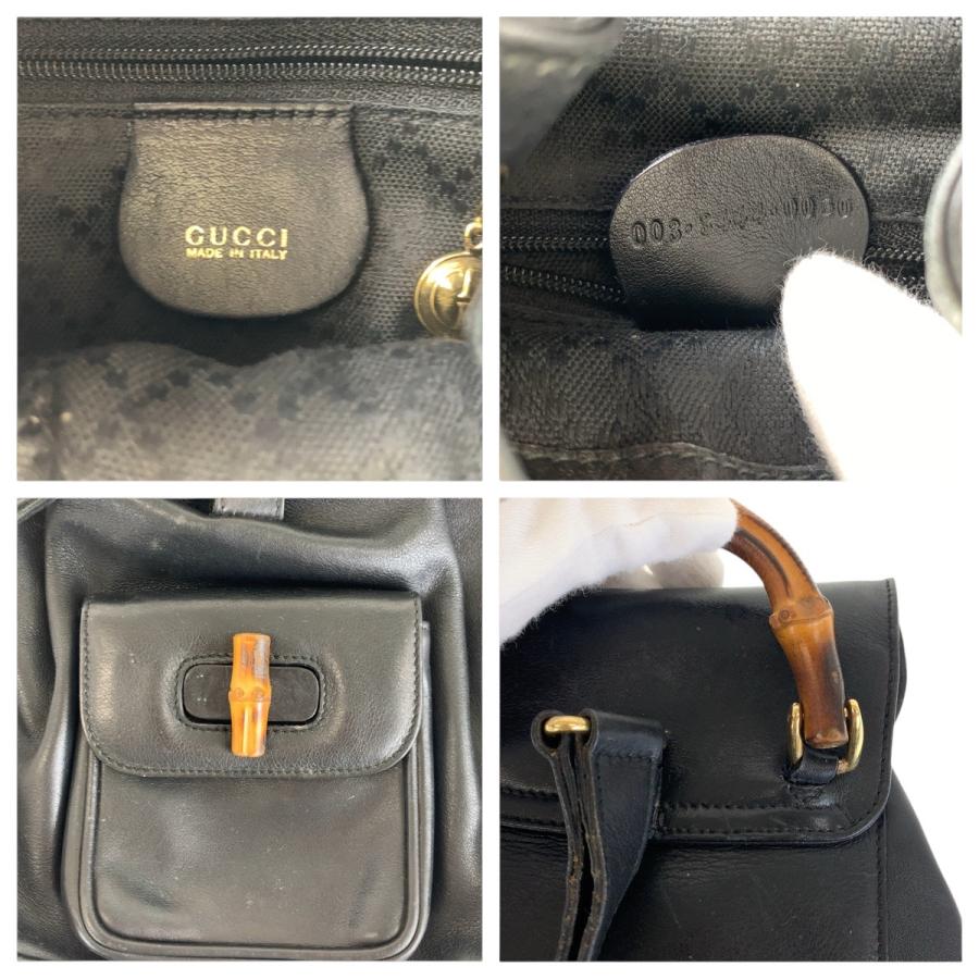 GUCCI 美品 グッチ バンブー ブラック 黒 ゴールド金具 レザー 003 