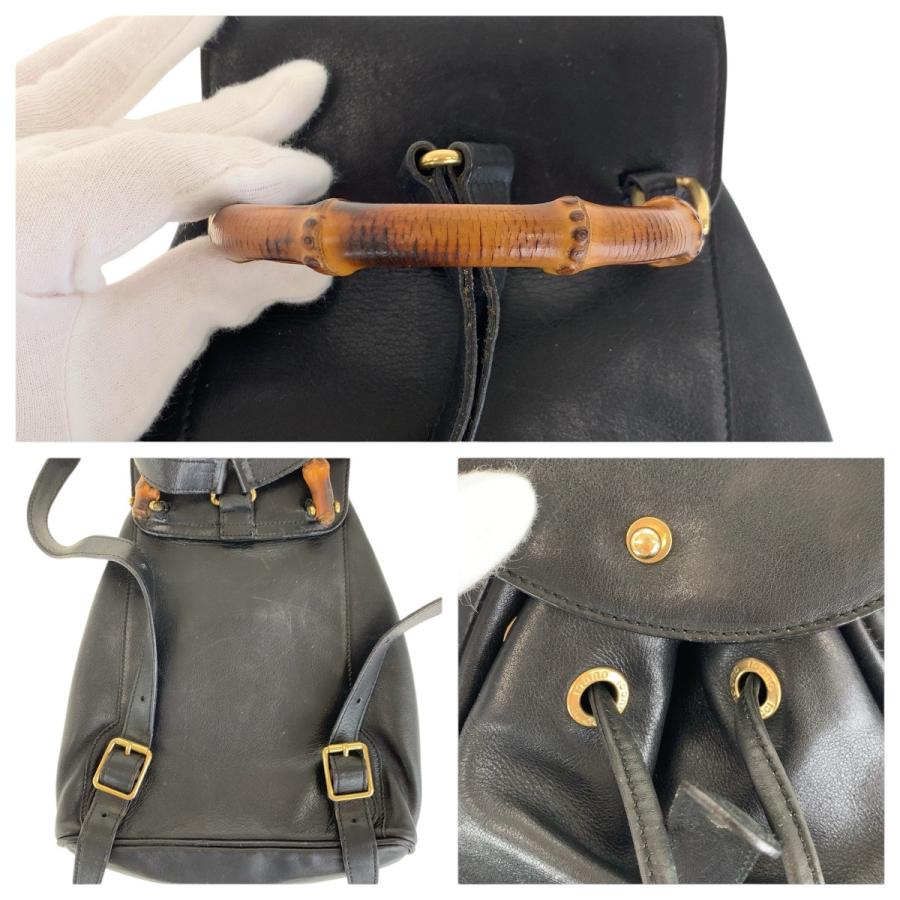 GUCCI 美品 グッチ バンブー ブラック 黒 ゴールド金具 レザー 003 