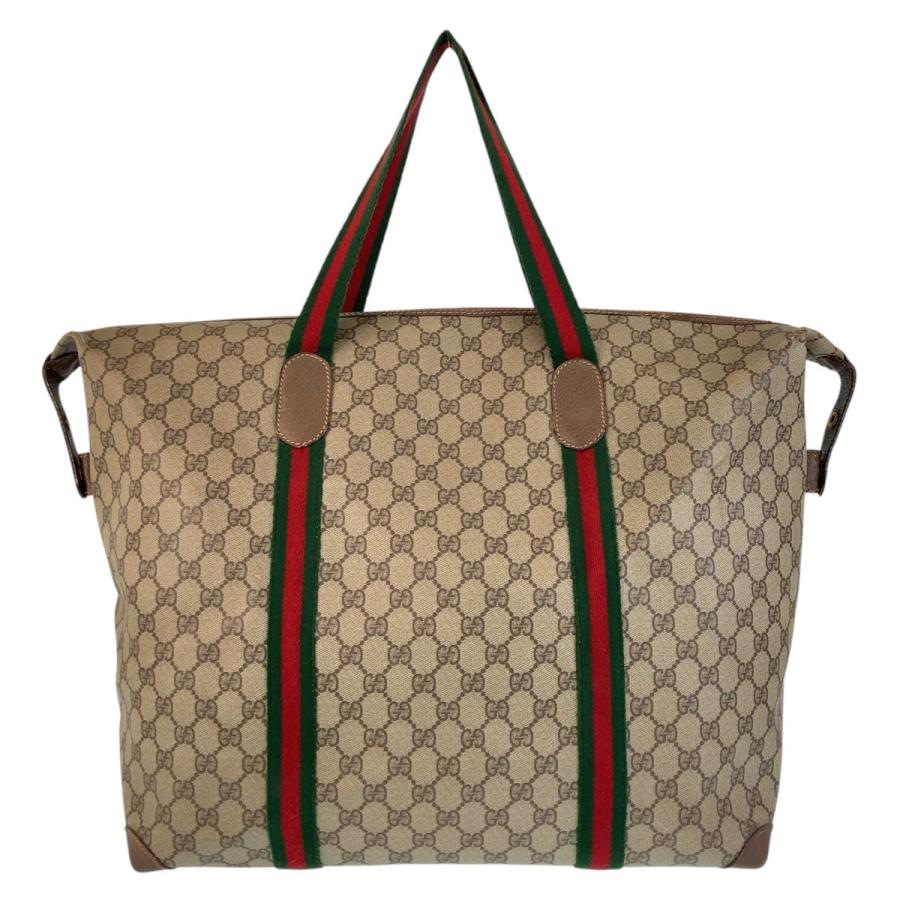 GUCCI グッチ ビジネス シェリーライン ボストンバッグ 大容量 ブラウン 王道シェリーラインが登場！vintage GUCCI〈ヴィンテージグッチ