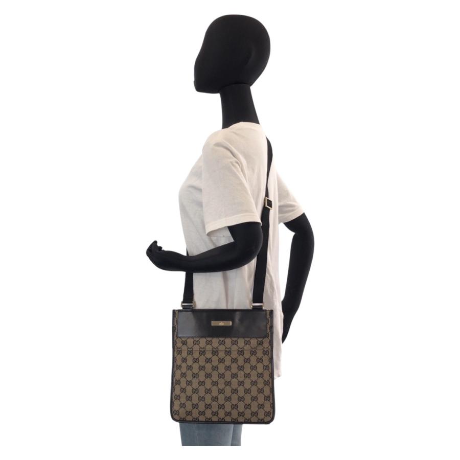 GUCCI 美品 グッチ ベージュブラック GGキャンバス/レザー 019 0348 