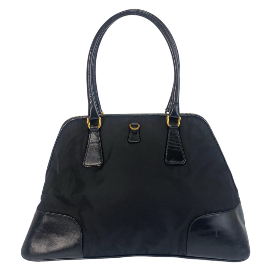 PRADA 美品 プラダ テスート 三角ロゴプレート ブラック 黒 ゴールド 