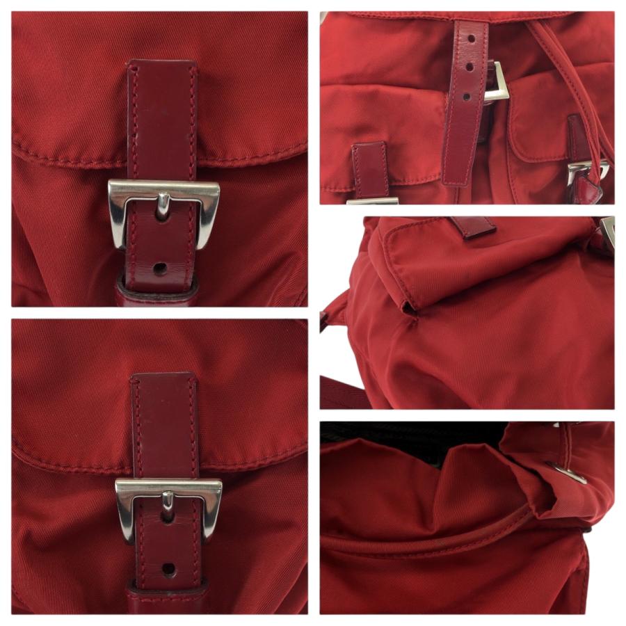 PRADA（プラダ） テスート 三角ロゴプレート レッド シルバー金具