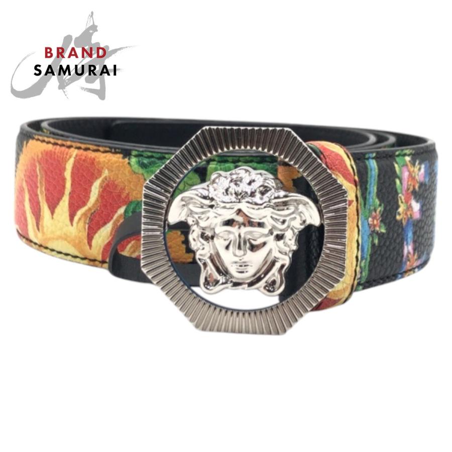 【未使用品】ヴェルサーチ メデューサ ベルト レザー ダークブラウン 美品 VERSACE ヴェルサーチ メデューサ ブラック 黒 マルチカラー