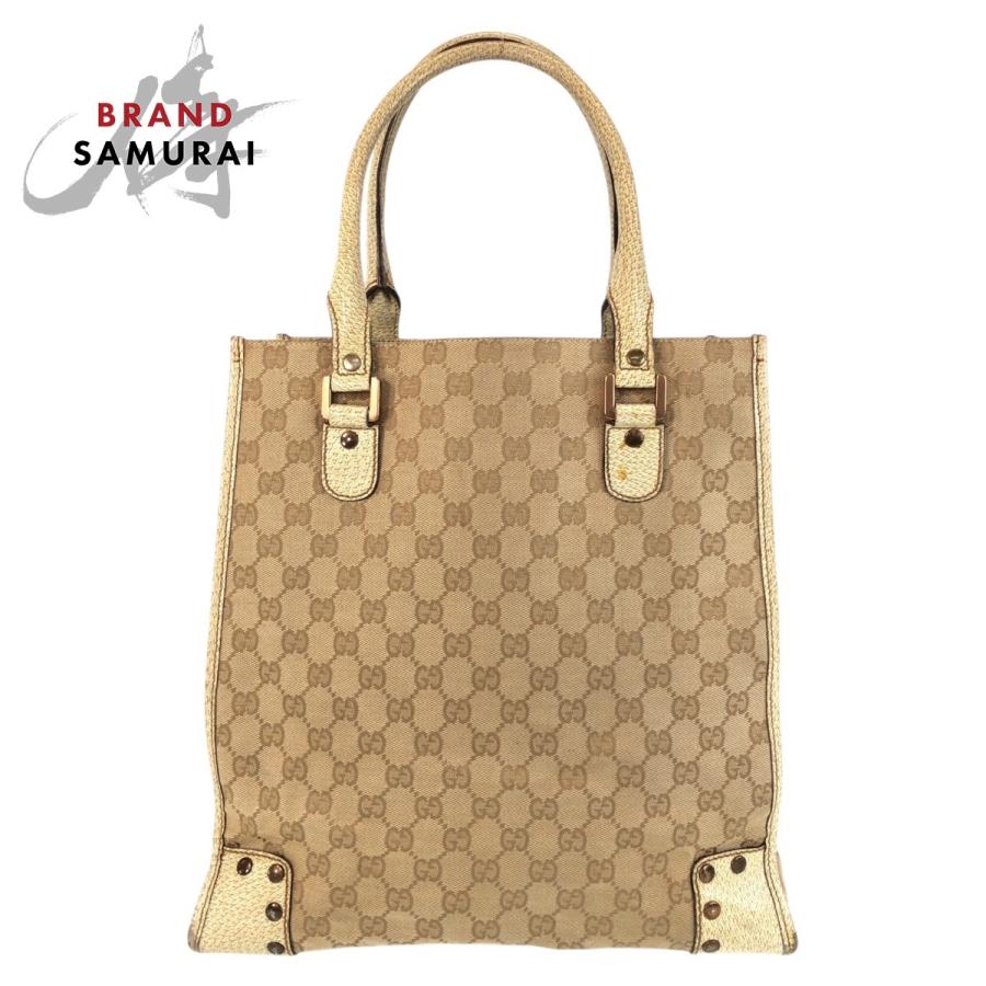 GUCCI グッチ ベージュ ゴールド金具 GGキャンバス/レザー 124261  