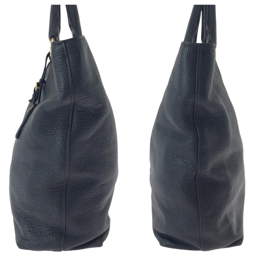 美品 PRADA プラダ ヴィッテロダイノ ロゴ ブラック ゴールド金具