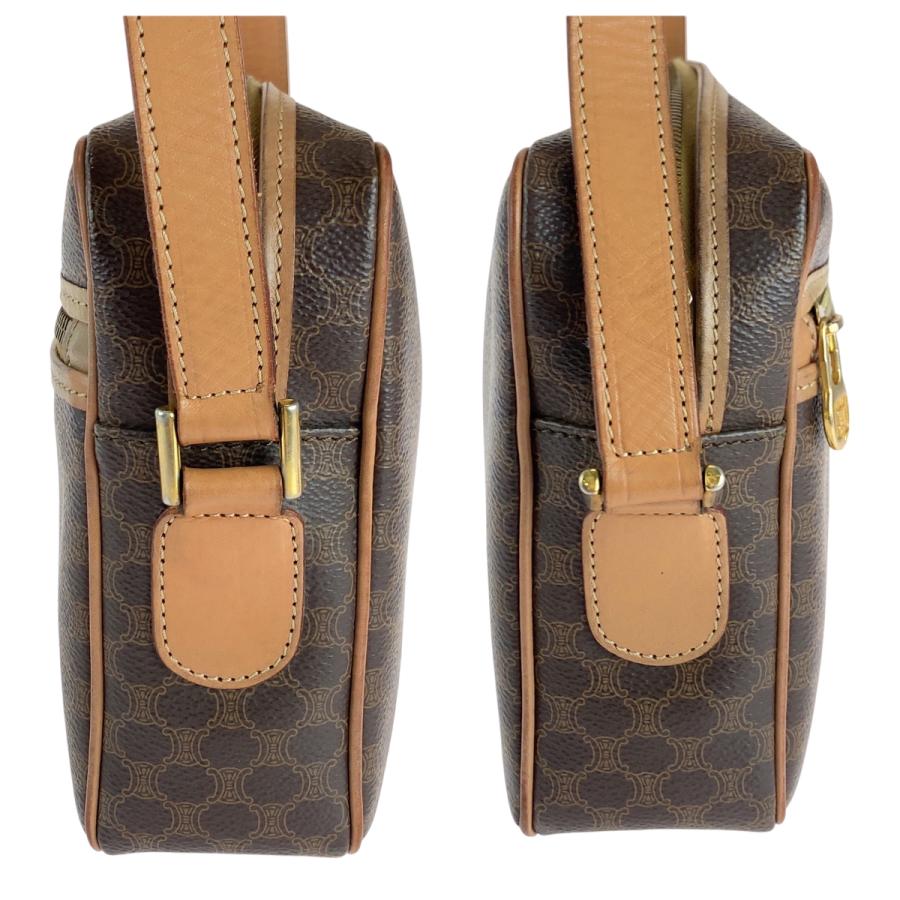 CELINE 美品 セリーヌ ヴィンテージ マカダム柄 ブラウン ゴールド金具