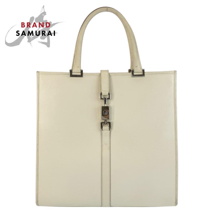 【早い者勝ち】GUCCI アイボリー レザー トートバッグ GUCCI（グッチ） 美品 ジャッキー ホワイト アイボリー シルバー金具