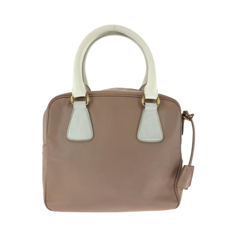 美品 PRADA プラダ サフィアーノ ピンク ホワイト ゴールド金具 レザー ショルダーバッグ ハンドバッグ 2way レディース 500826