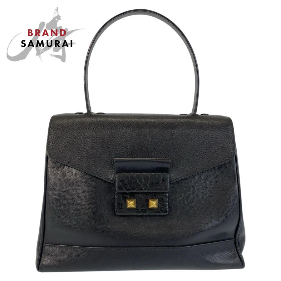 PRADA（プラダ） 美品 ブラック 黒 ゴールド金具 レザー/クロコダイル