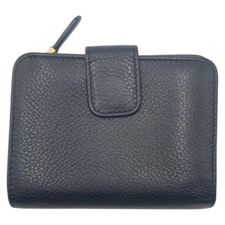 PRADA 美品 プラダ ブラック 黒 ゴールド レザー 二つ折り財布 折財布 