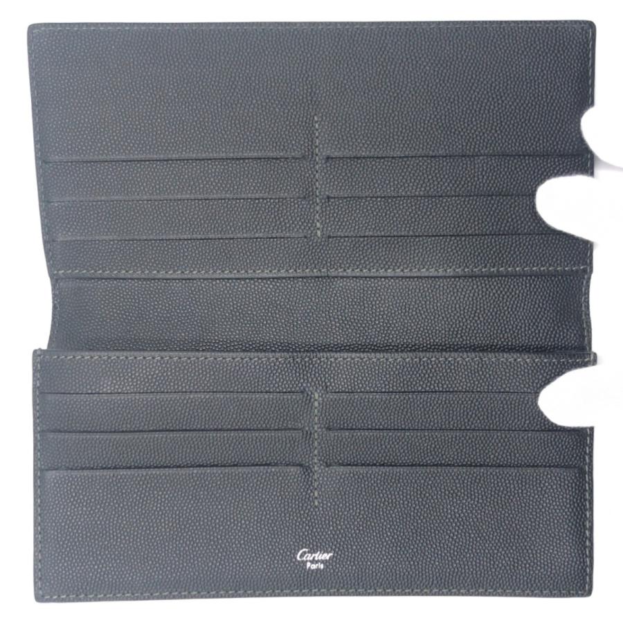 Cartier 美品 CARTIER カルティエ サントス ブラック 黒 レザー 長財布