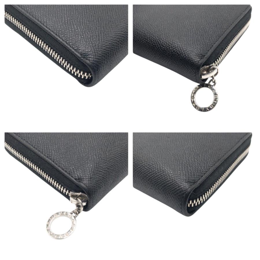 BVLGARIブルガリ ブラックレザー 長財布 BVLGARI 美品 ブルガリ ブラック 黒 レザー 長財布 ロング