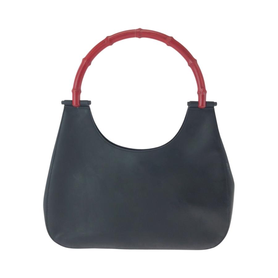 GUCCI バッグ レザーブラック GUCCI（グッチ） バンブー ブラック 黒 レッド シルバー金具 レザー