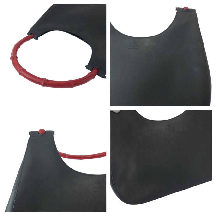 GUCCI バッグ レザーブラック GUCCI（グッチ） バンブー ブラック 黒 レッド シルバー金具 レザー