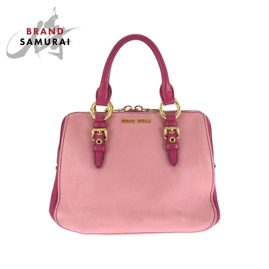 miu miu（ミュウミュウ） 美品 マドラス ピンク ゴールド金具 レザー