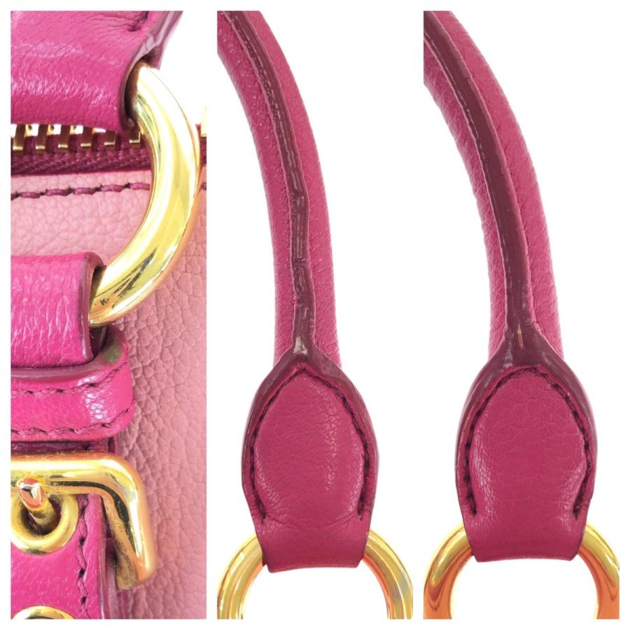 miu miu ハンドバッグ ピンク レザー ゴールド金具 miu miu（ミュウミュウ） 美品 マドラス ピンク ゴールド金具 レザー