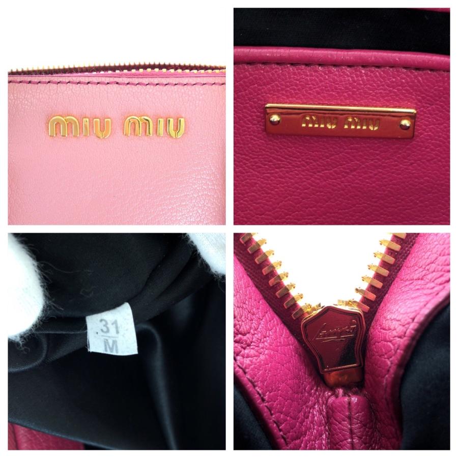 miu miu（ミュウミュウ） 美品 マドラス ピンク ゴールド金具 レザー