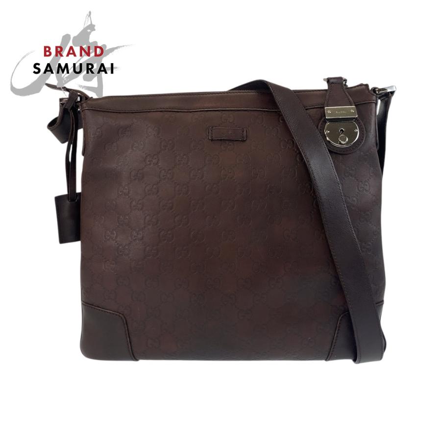 GUCCI（グッチ） 美品 グッチシマ ブラウン シルバー金具 レザー 