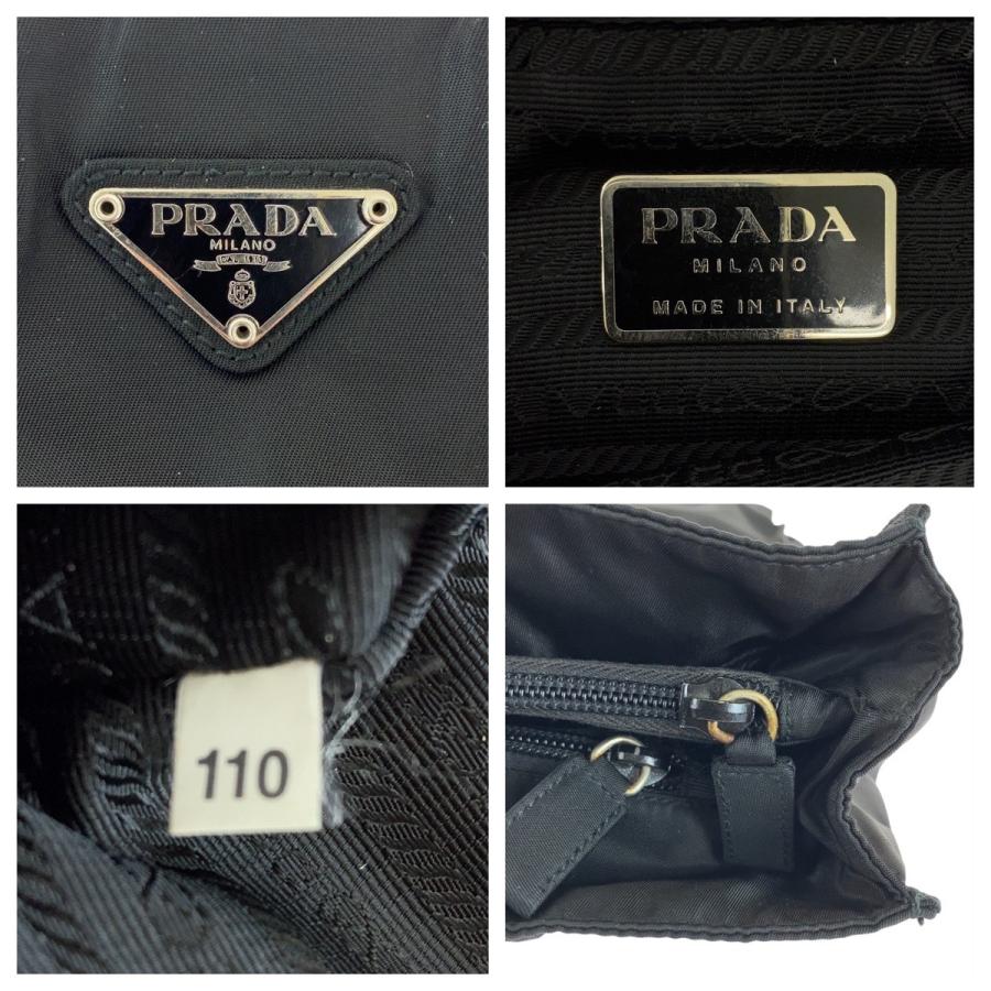 PRADA プラダ テスート 三角ロゴプレート ブラック 黒 シルバー