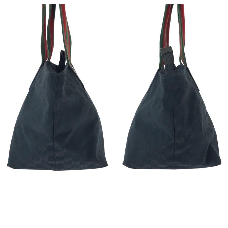 GUCCI グッチ　GGキャンバス　シェリーライン　ハンドバッグ　シルバー金具 GUCCI（グッチ） 美品 シェリーライン ブラック 黒 シルバー金具 GG