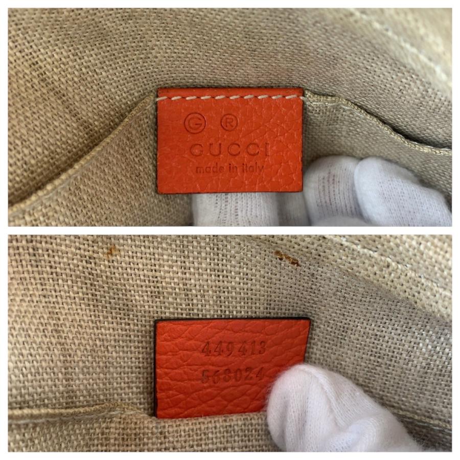 GUCCI グッチ オレンジ ブラウン ゴールド金具 GGキャンバス/レザー 449413 ショルダーバッグ ポシェット レディース 501084