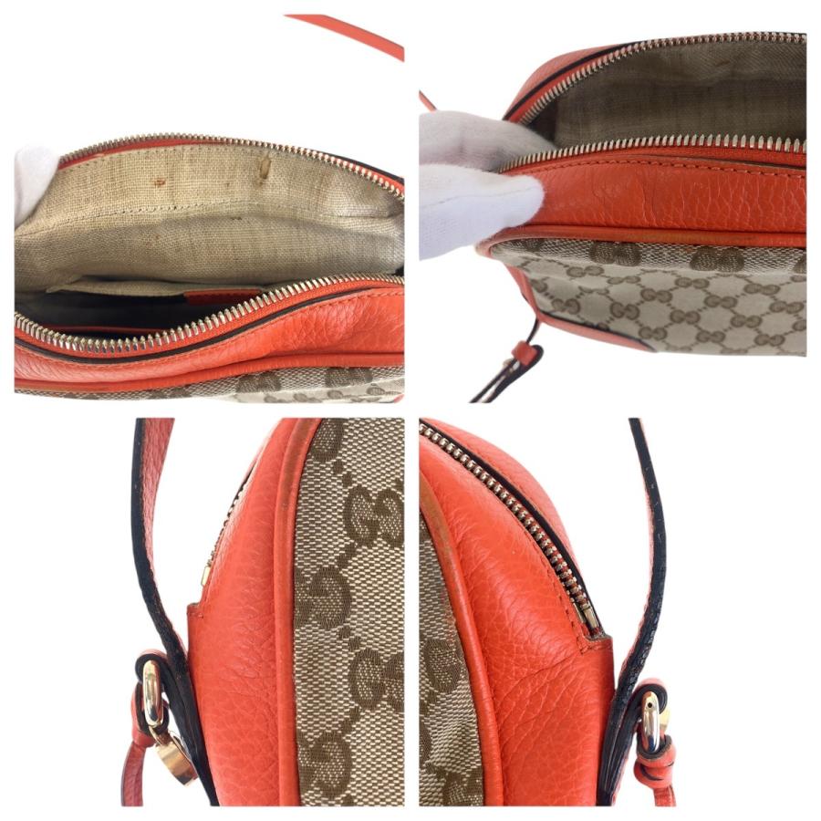 GUCCI グッチ オレンジ ブラウン ゴールド金具 GGキャンバス/レザー 449413 ショルダーバッグ ポシェット レディース 501084