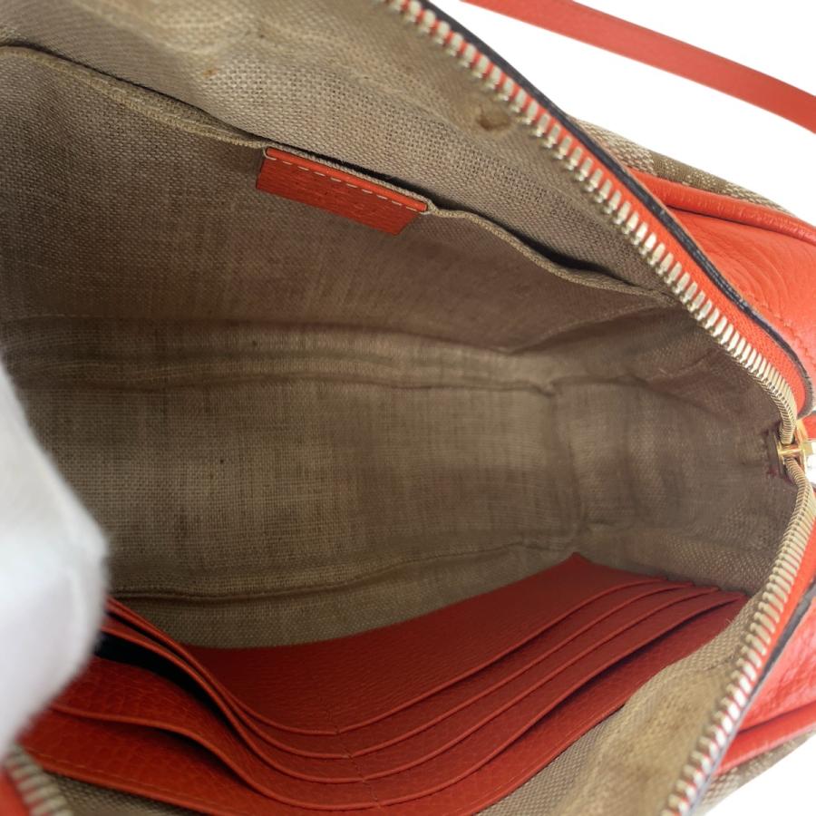 GUCCI グッチ オレンジ ブラウン ゴールド金具 GGキャンバス/レザー 449413 ショルダーバッグ ポシェット レディース 501084