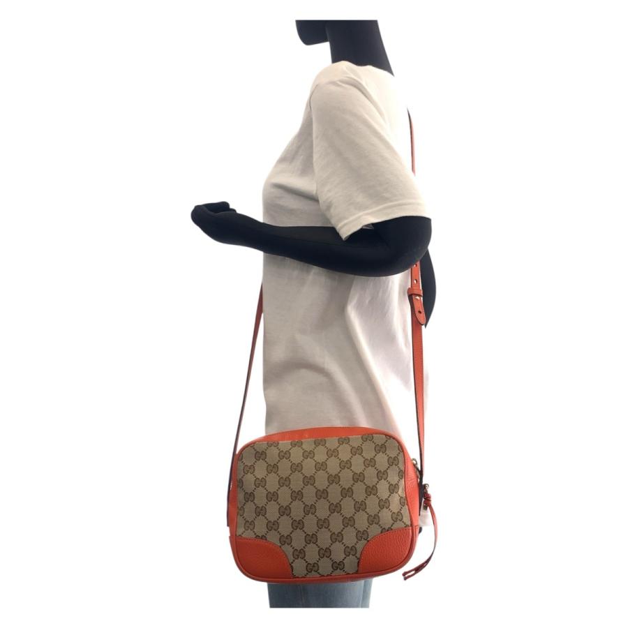 GUCCI グッチ オレンジ ブラウン ゴールド金具 GGキャンバス/レザー 449413 ショルダーバッグ ポシェット レディース 501084