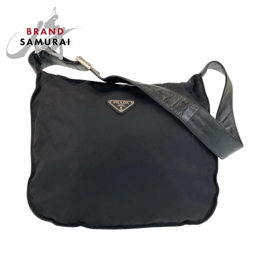 PRADA 美品 プラダ テスート 三角ロゴプレート ブラック 黒 PRADA 美品 プラダ テスート 三角ロゴプレート ブラック 黒