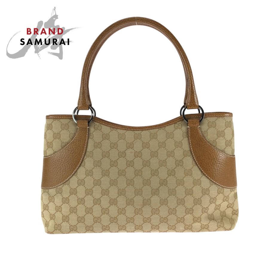 Gucci GGキャンバス ハンドバッグ ベージュ/ブラウン GUCCI 美品 グッチ ブラウン ベージュ シルバー金具 GG