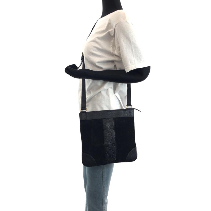 GUCCI 美品 グッチ ブラック シルバー金具 スウェード/レザー 272 396  