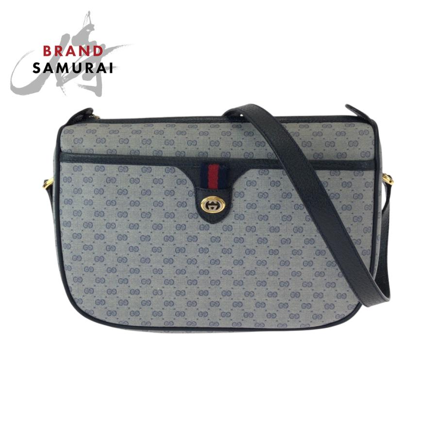 GUCCI（グッチ） 美品 オールドグッチ グレー ネイビー ゴールド金具