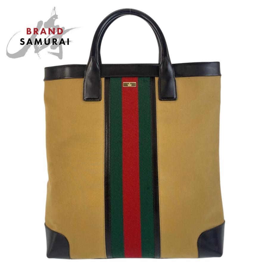 GUCCI 美品 グッチ シェリーライン ベージュ ブラウン キャンバス  