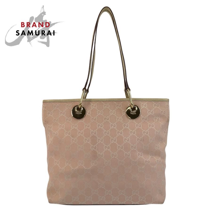 GUCCI（グッチ） ピンク ホワイト ゴールド金具 GGキャンバス/レザー 